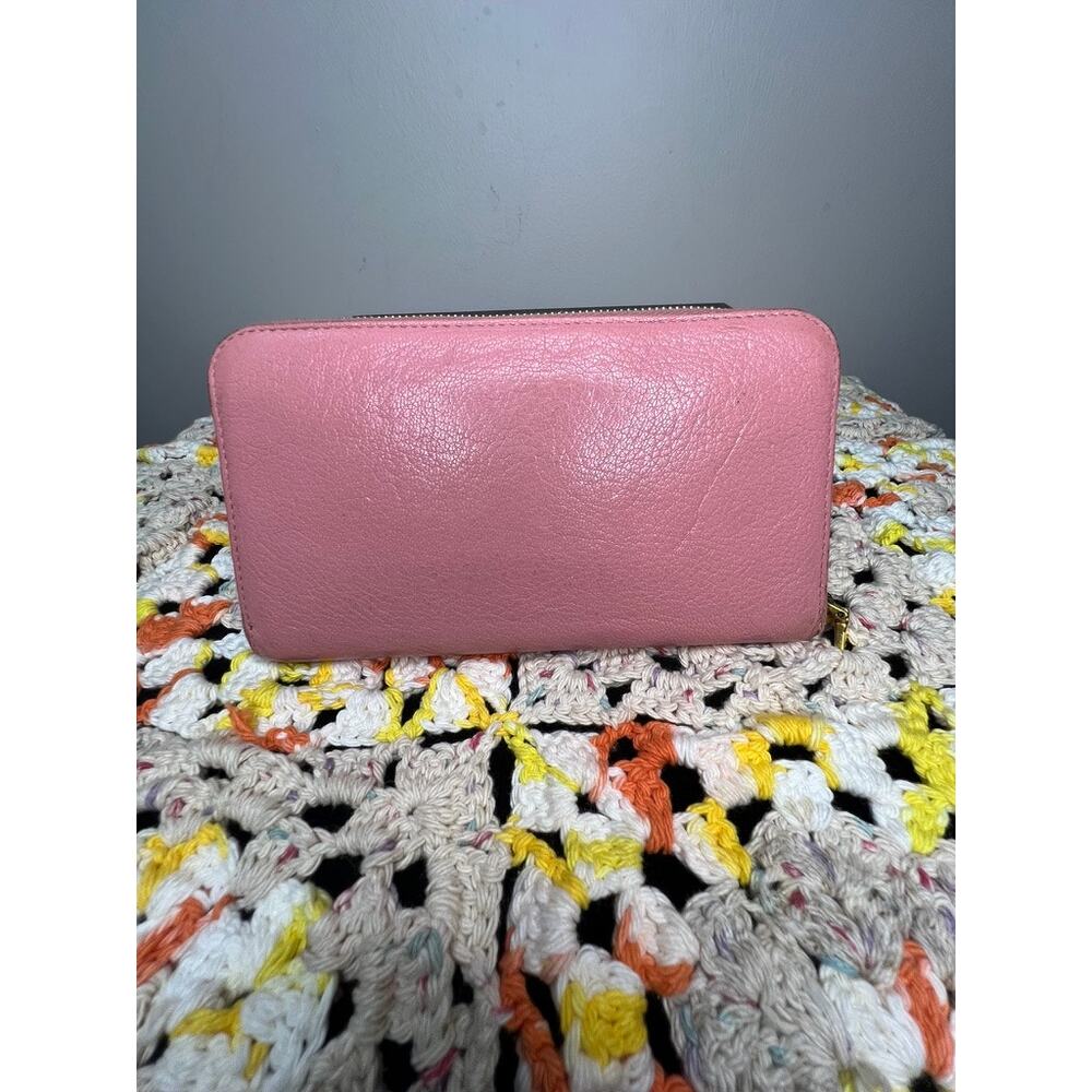Miu Miu Madras Bicolore Bow Zip Around Wallet Rosa Gemma Pink Authentic - Picture 9 of 16